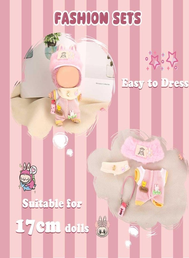 WALLFID 4-Piece Outfit Set for 17cm Dolls, Fashion Outfit with Hat, Top, Pants & Accessories, Sweetie Pink - Image 4